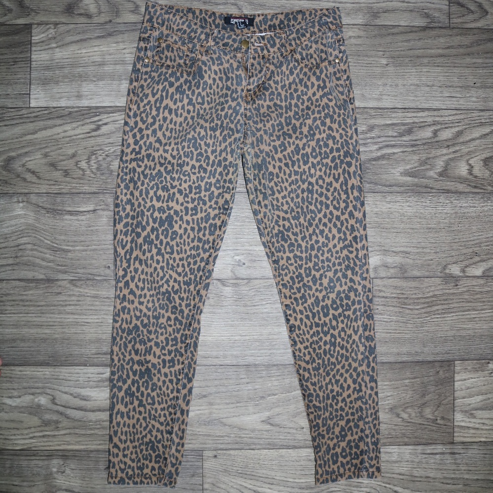 Forever 21 Premium Denim Leopard Skinny-Legs